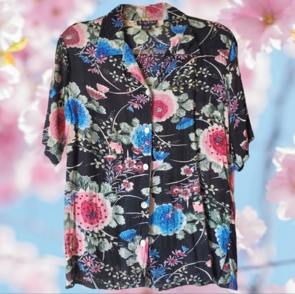 ✨️Beaded Floral Buttondown Shirt✨️